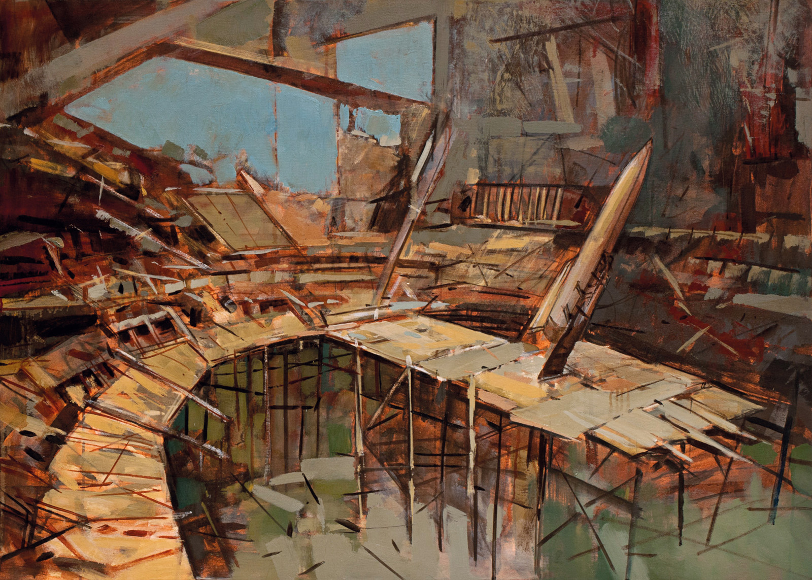 Coşkun Sami, "Üs", 2012. Tuval üzerine yağlı boya, 100 x 140 cm. Coşkun Sami, "Üs", 2012. Tuval üzerine yağlı boya, 100 x 140 cm.
